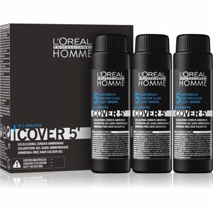 L’Oréal Professionnel Homme Cover 5' tónovací barva na vlasy odstín 5 Light Brown 3x50 ml obraz