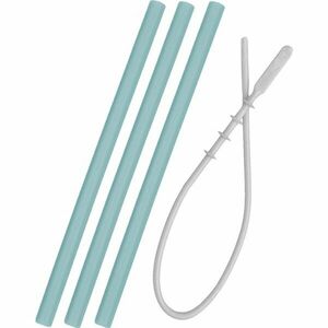 Minikoioi Flexi Straw with Cleaning Brush silikonové brčko s kartáčkem Aqua Green 3 ks obraz