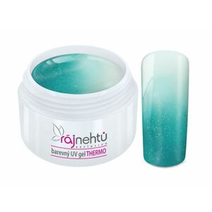 Ráj nehtů - Barevný UV gel THERMO - turquoise/white metal - 5 ml obraz