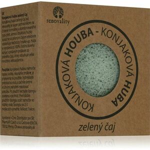 Renovality Konjaková houba zelený čaj čisticí houbička pro normální až smíšenou pleť 7x4 cm obraz