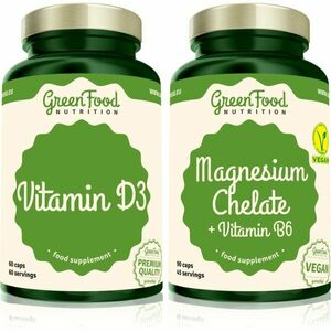 GreenFood Nutrition Magnesium Chelate with Vitamin B6 + Vitamin D3 sada (pro podporu imunitního systému) obraz