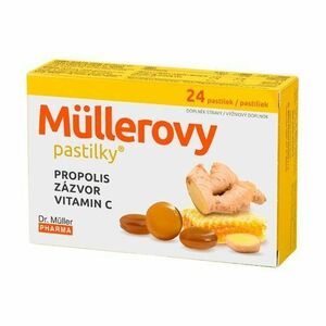 Dr. Müller Müllerovy pastilky s propolisem, zázvorem a vitaminem C 24 pastilek obraz