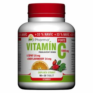 BIO PHARMA Vitamín C 1000 mg forte + šípky 25 mg + bioflavonoidy 34 mg 90+30 tablet obraz