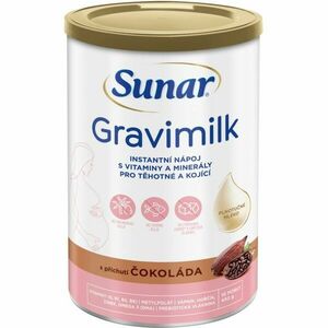 Sunar Gravimilk s příchutí čokoláda rozpustný mléčný nápoj v prášku obohacený o vitaminy a minerální látky pro těhotné a kojící ženy 450 g obraz