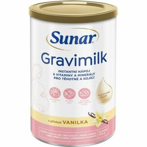 Sunar Gravimilk s příchutí vanilka rozpustný mléčný nápoj v prášku obohacený o vitaminy a minerální látky pro těhotné a kojící ženy 450 g obraz