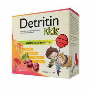 Detritin Kids Lízátka na imunitu višeň 12 ks obraz