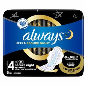 ALWAYS Ultra Hygienické Vložky Secure Night s křidélky velikost 4 - 6 kusů obraz