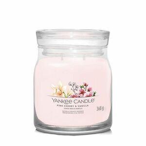 Yankee Candle Aromatická svíčka Signature sklo střední Pink Cherry & Vanilla 368 g obraz