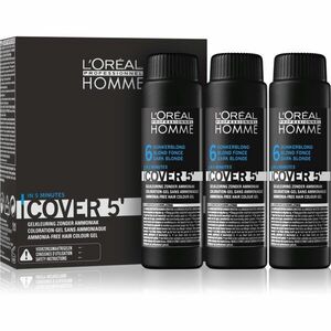 L’Oréal Professionnel Homme Cover 5' tónovací barva na vlasy odstín 6 Dark Blond 3x50 ml obraz