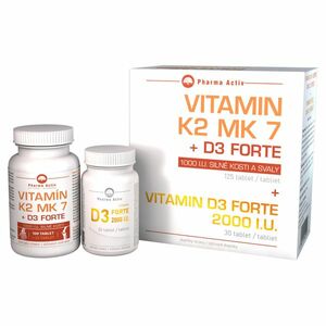 PHARMA ACTIV Vitamín K2 MK7+D3 Forte 125 tablet a Vitamín D3 Forte 2000 I.U. 30 tablet obraz