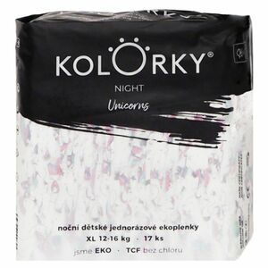 KOLORKY Night jednorožci XL 12-16 kg noční jednorázové eko plenky 17 ks, poškozený obal obraz