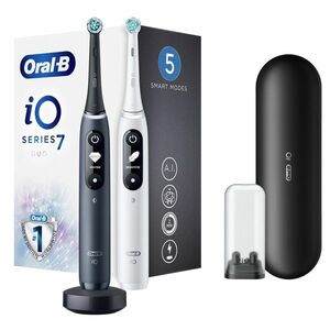 Oral B Elektrický zubní kartáček iO7 Series Duo Pack Black Onyx/White Extra Handle 2 ks obraz
