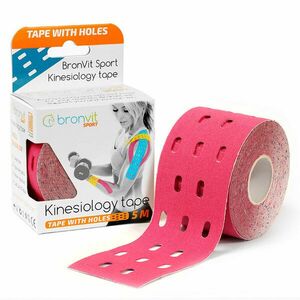 BronVit Sport Kinesio Tape děrovaný 5 cm x 5 m tejpovací páska růžová obraz