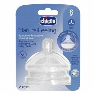 Chicco Natural Feeling Dudlík na láhev silikonový na kaši 2 ks obraz