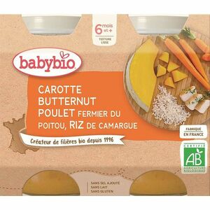 BABYBIO Denní menu Mrkev s máslovou dýní, kuřetem a rýží 2x200 g obraz