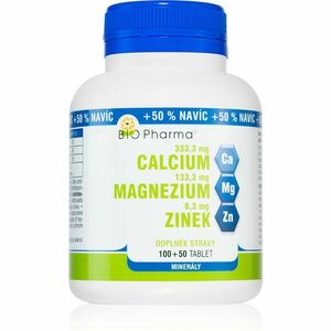 Bio Pharma Kalcium + magnesium + zinek tablety pro normální funkci imunitního systému, stavu kostí a činnosti svalů 150 tbl obraz