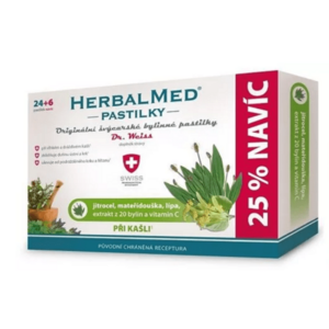 DR. WEISS HerbalMed jitrocel + mateřídouška + lípa + vitamín C 24+6 pastilek obraz