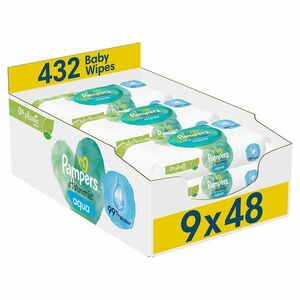 PAMPERS Harmonie aqua dětské vlhčené ubrousky 9 x 48 ks obraz