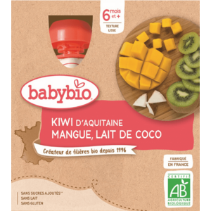 Babybio Kiwi, mango a kokos 4 x 90 g obraz