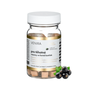 Venira Vitamíny pro těhotné ženy 1.-3. trimestr ve formě kostiček černý rybíz 60 tablet obraz