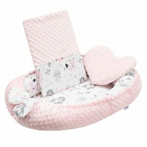 New Baby Luxusní hnízdečko s polštářkem a peřinkou z Minky růžové obraz