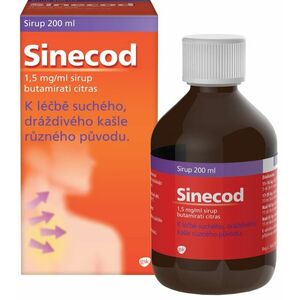 Sinecod 1, 5mg/ml, sirup proti suchému kašli 200 ml obraz