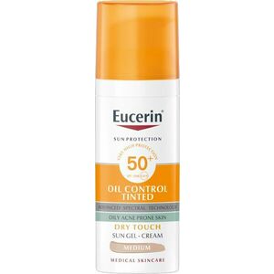 Eucerin Ochranný tónovací a matující gelový krém na obličej SPF 50+ Sun (Oil Control Tinted Sun Gel-Cream) 50 ml Light obraz