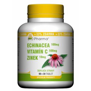 Bio Pharma Echinacea 100 mg+VitamínC 500 mg+Zinek 10 mg 120 tablet obraz