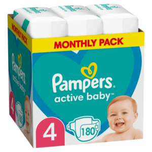 Pampers Active Baby vel. 4 Monthly Pack 9-14 kg dětské pleny 180 ks obraz