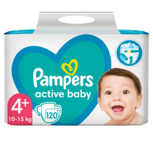 Pampers Active Baby vel. 4+ 10–15 ks dětské pleny 120 ks obraz