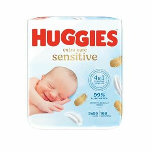 Huggies Extra Care Sensitive vlhčené ubrousky 3x56 ks obraz