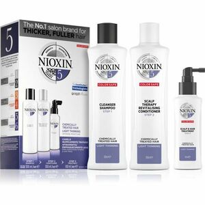 Nioxin System 5 Color Safe Chemically Treated Hair Light Thinning sada (pro mírné řídnutí normálních až silných, přírodních i chemicky ošetřených vlas obraz