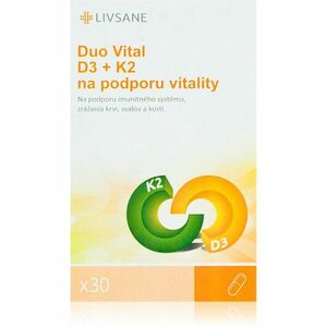 LIVSANE Duo Vital D3 + K2 tobolky pro podporu imunity, snížení míry únavy a vyčerpání 30 tbl obraz