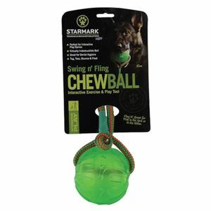 STARMARK Chew ball Gumový míč se šňůrkou pro psy zelený L obraz
