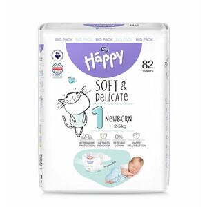 Bella Baby Happy Soft&Delicate 1 Newborn 2–5 kg dětské pleny 82 ks obraz