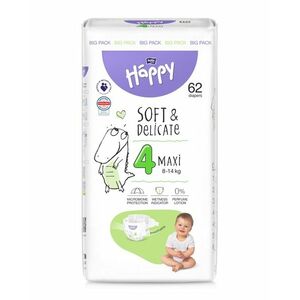 Bella Baby Happy Soft&Delicate 4 Maxi 8–14 kg dětské pleny 62 ks obraz