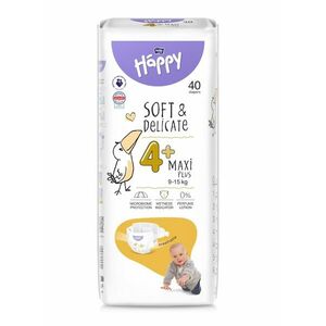 Bella Baby Happy Soft&Delicate 4+ Maxi Plus 9–15 kg dětské pleny 40 ks obraz