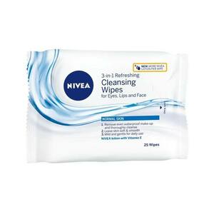 NIVEA Normal Skin osviežujúce čistiace pleťové obrúsky 3v1 modré 25ks obraz