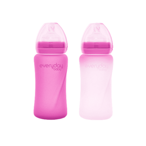 Everyday Baby skleněná láhev s termo senzorem 240 ml, Pink obraz