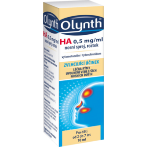Olynth HA 0, 5 mg/ml nosní sprej, roztok pro léčbu rýmy u dětí od 2 let, 10 ml obraz