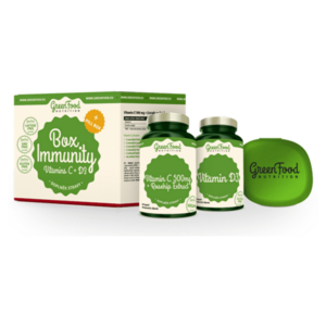 GREENFOOD NUTRITION Box Immunity vitamin D3 60 kapslí a vitamin C500 60 kapslí + PILLBOX obraz