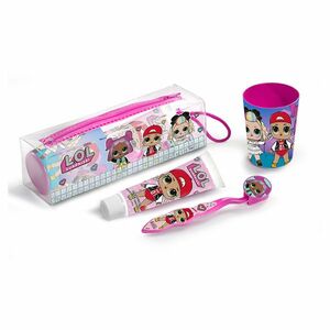 EP LINE L.O.L. dívčí set dentální hygieny zubní kartáček + zubní pasta + sklenička obraz