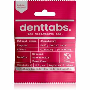 Denttabs Brush Teeth Tablets Kids without Fluoride zubní pasta bez fluoridu v tabletách pro děti Strawberry 125 tbl obraz