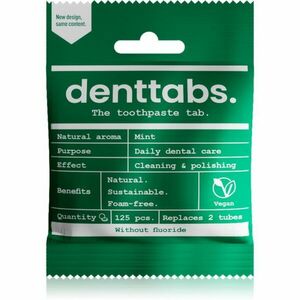 Denttabs Natural Toothpaste Tablets without Fluoride zubní pasta bez fluoridu v tabletách Mint 125 tbl obraz
