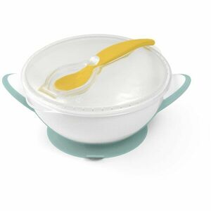 BabyOno Be Active Suction Bowl with Spoon jídelní sada pro děti Green/Yellow 6 m+ 2 ks obraz
