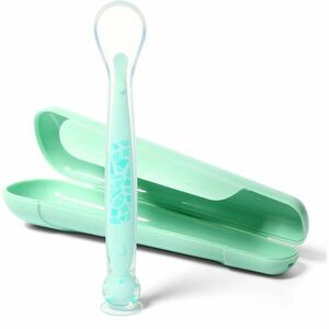 BabyOno Be Active Suction Baby Spoon lžička + obal Green 6 m+ 1 ks obraz