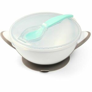 BabyOno Be Active Suction Bowl with Spoon jídelní sada pro děti Grey 6 m+ 2 ks obraz