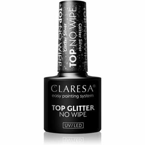 Claresa UV/LED Top Glitter No Wipe gelový vrchní lak na nehty třpytivý odstín Glitter Silver 5 g obraz