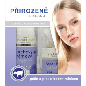 Vivaco Dárková kazeta kosmetiky s kozím mlékem - sprchový gel 400ml + pleťový krém 50ml + dárek obraz