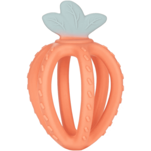 Canpol babies Kousátko silikonové senzorické 3D Jahoda oranžové obraz